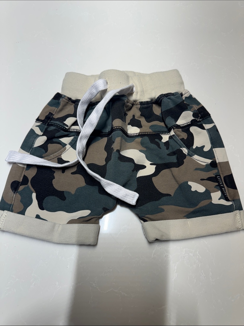 Kids Camo Drawstring Shorts - Green